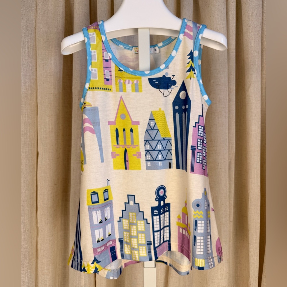 SUNSHINE SWING Girls' Cityscape Print A-Line Tank Dress 4T NWT